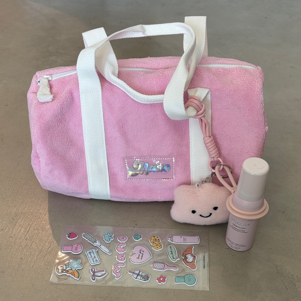 New Mane Haircare Bundle gym duffel bag, dry shampoo foam, plushy & stickers